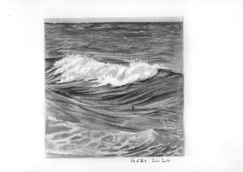 dessin de vague au graphite