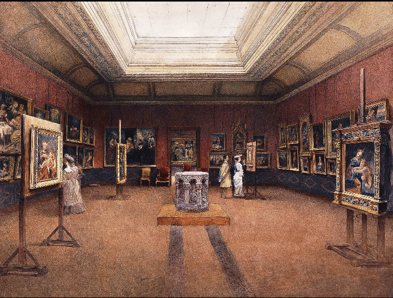 Vue de la salle de maitres italiens, pinacothèque 1904