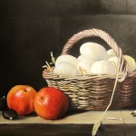 copie du panier au oeufs de Delaporte, huile sur bois