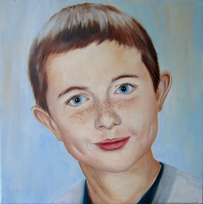 portrait d'enfant à l'huile