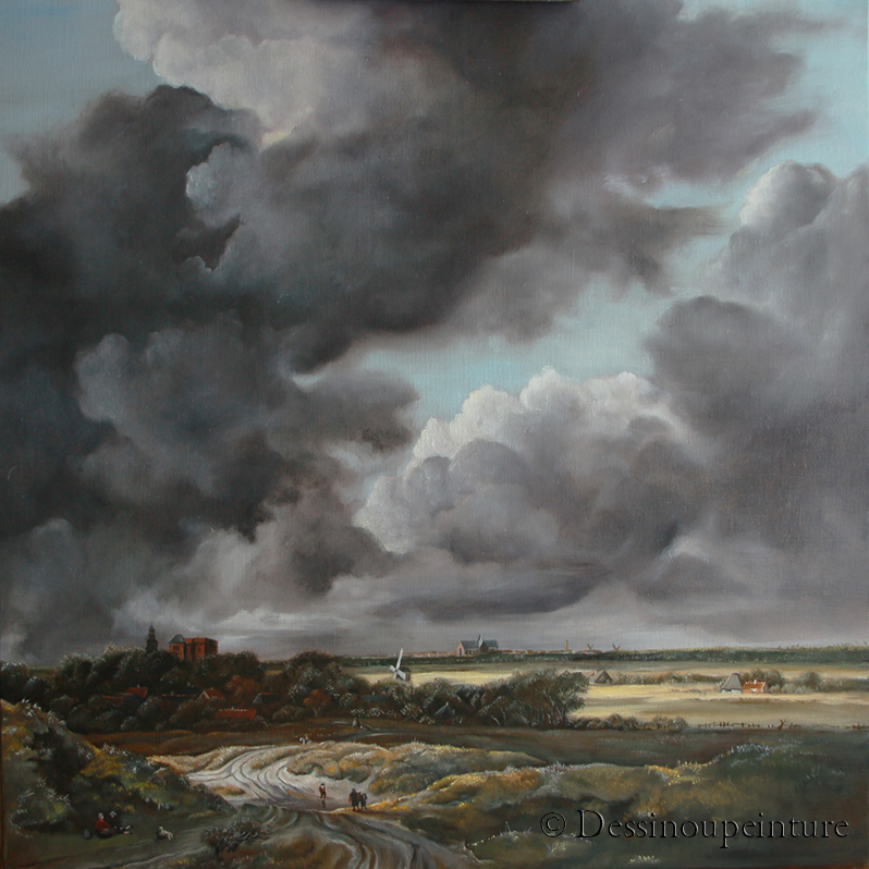 peinture à l'huile sur toile , Ruisdael, copie