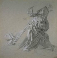 dessin, étude de draperie de Ingres