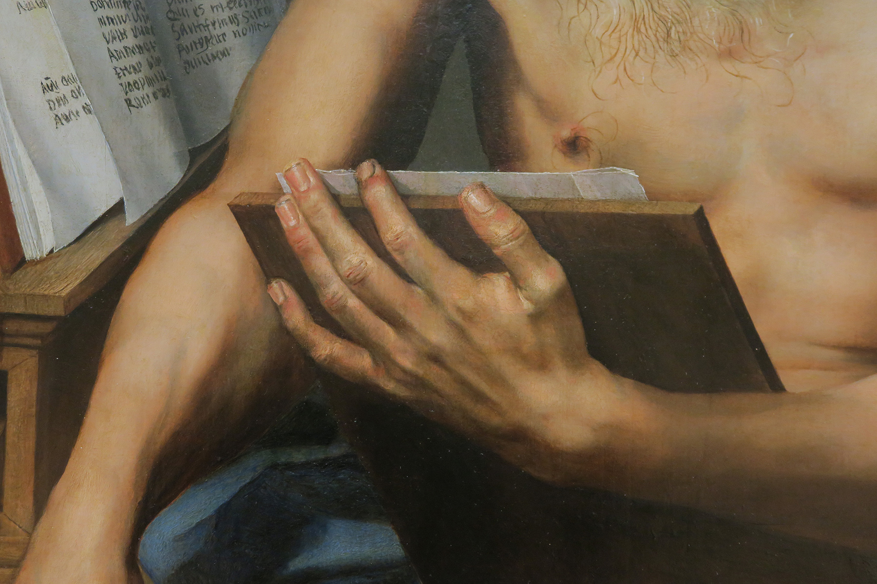 zoom sur la main d'un homme, peinture flamande