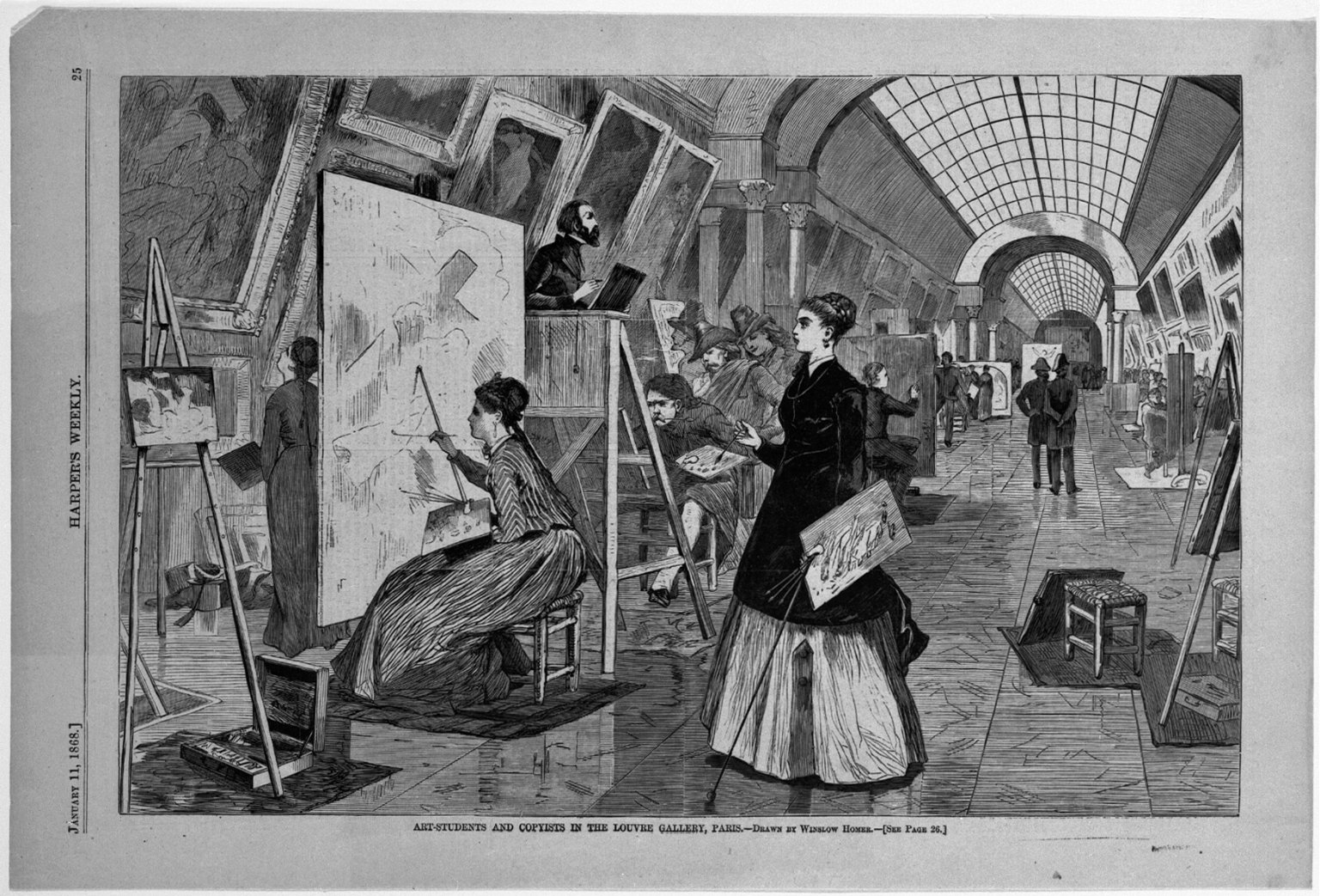 Art-Students and Copyists in the Louvre Gallery, Paris, 1868
