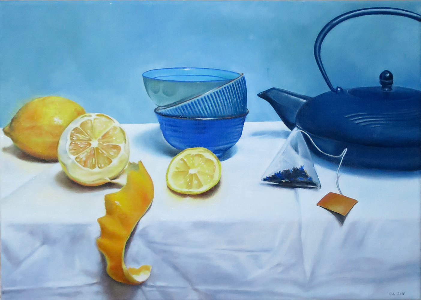 Thé au citron, peinture sur toile