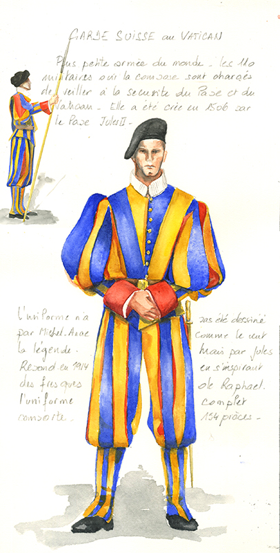 Rome aquarelle garde suisse vatican