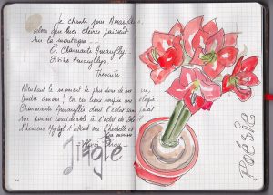 croquis aquarellé de fleurs