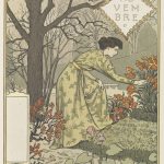 gravure allégorique de l'automne, femme, jardin