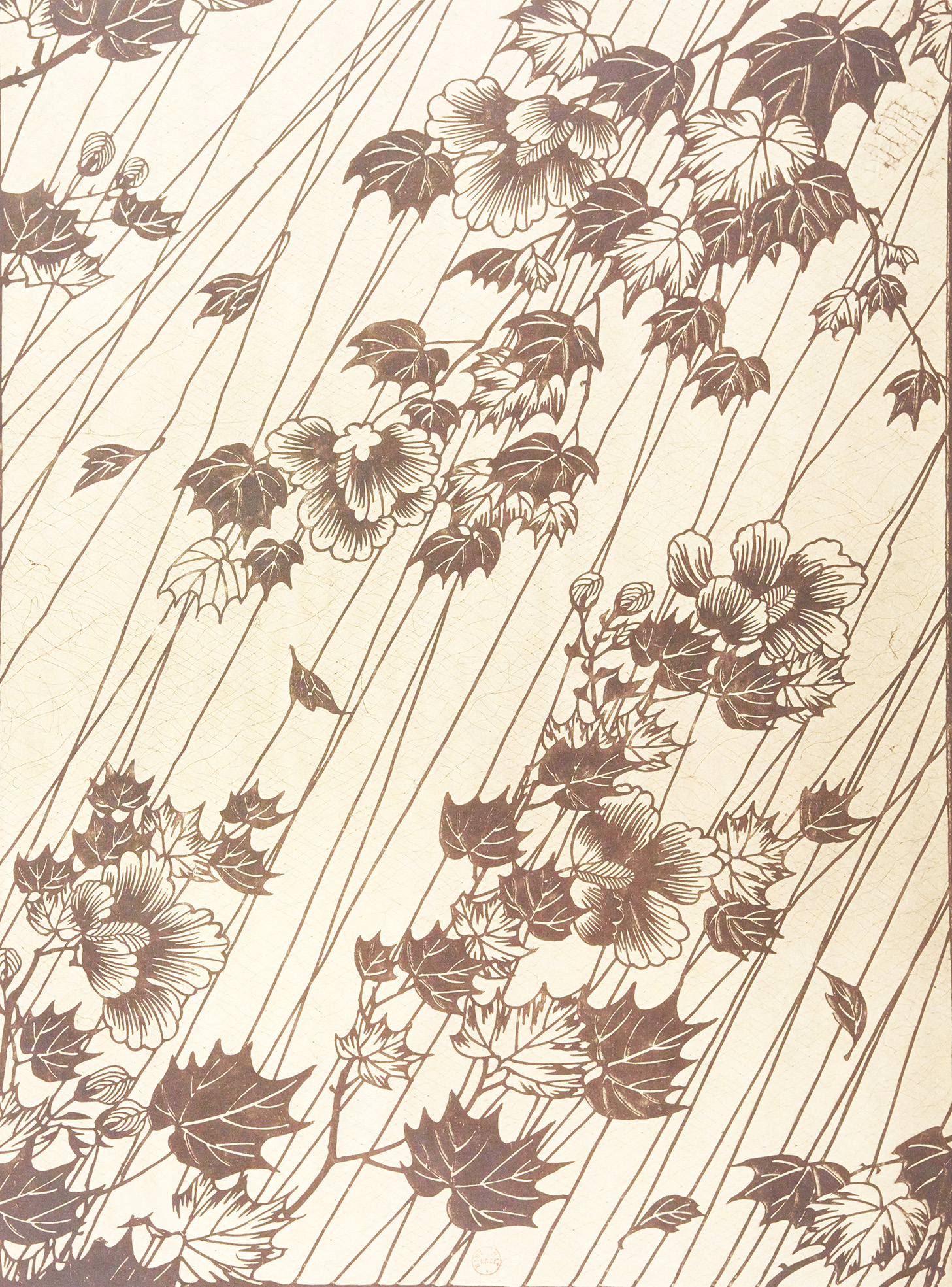 POCHOIRS-JAPONAIS11 Motifs décoratifs tirés des pochoirs japonais de par Th. Lambert -Branches fleuries sous la pluie (Collection Vever)
