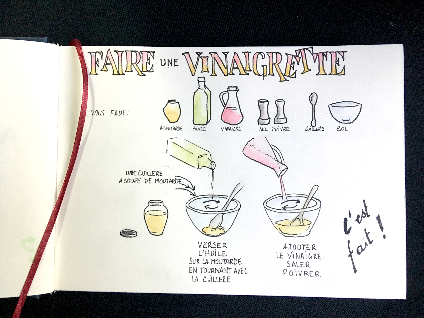 recette dessinée de la vinaigrette