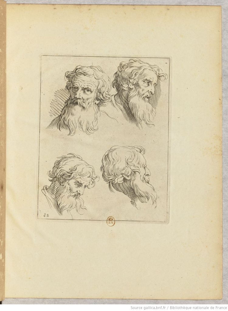 dessin de portraits d'hommes, estampe de 1600