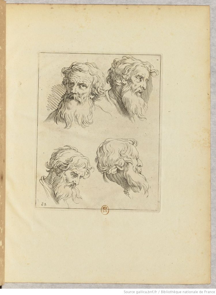 dessin de portraits d'hommes, estampe de 1600
