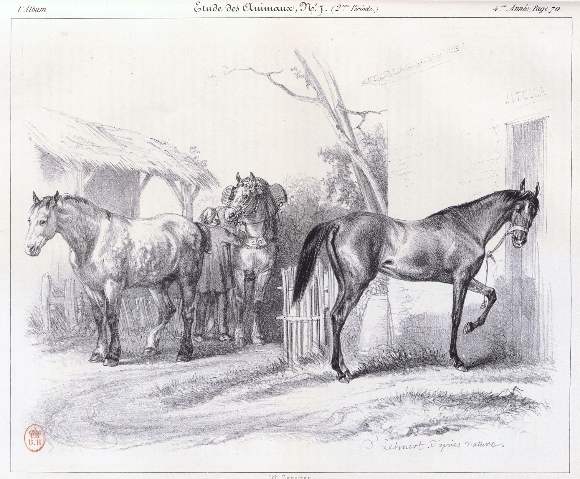 Etude de chevaux parue dans L'Album de mai 1843