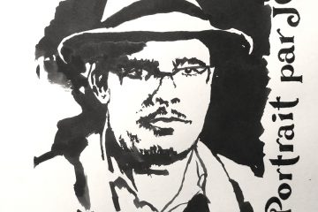 portrait d'homme avec un chapeau à l'encre noire