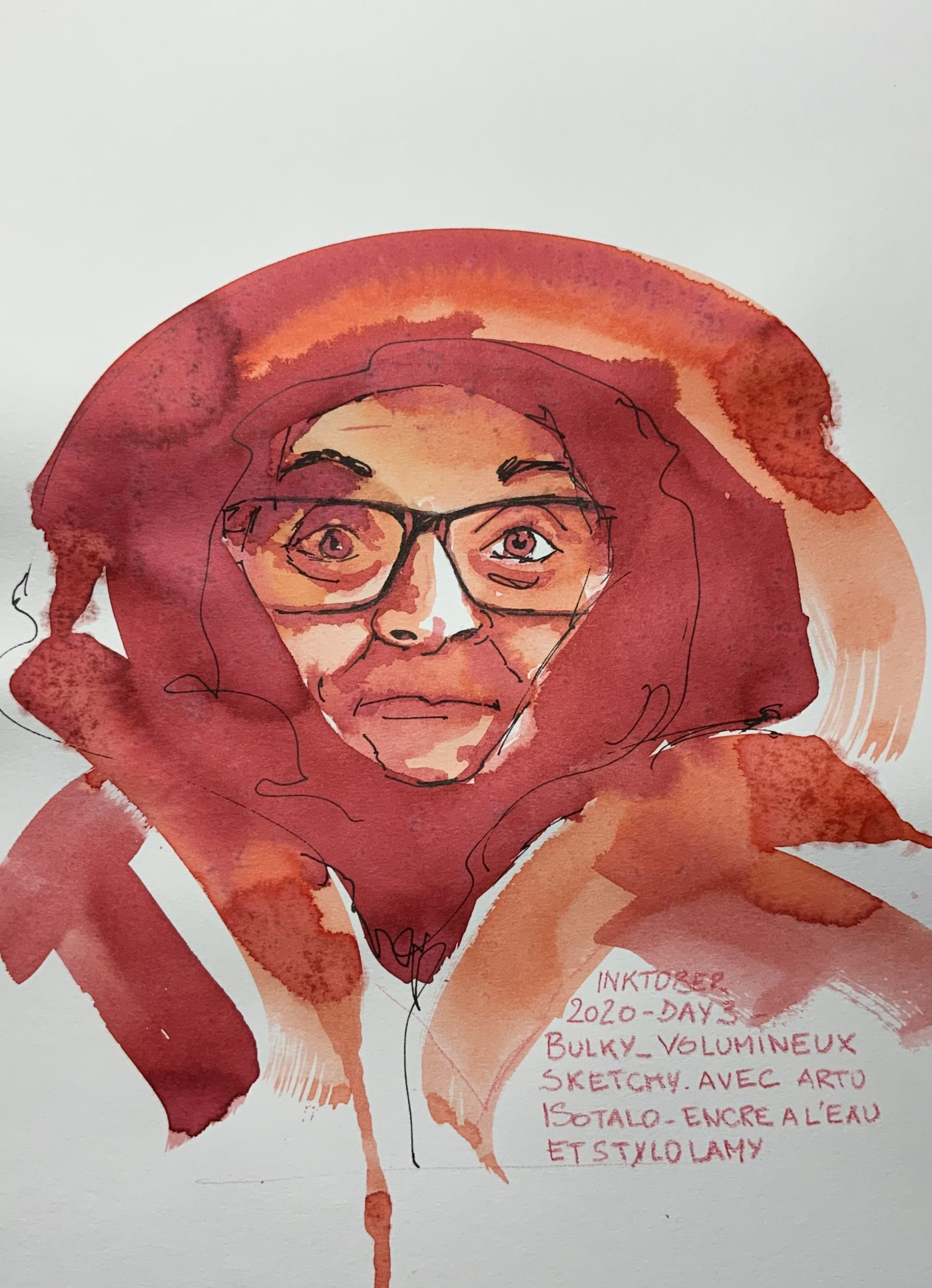 Portrait de Heidi Hunter à l'encre Kubink  + Volumineux, le mot du jour Inktober