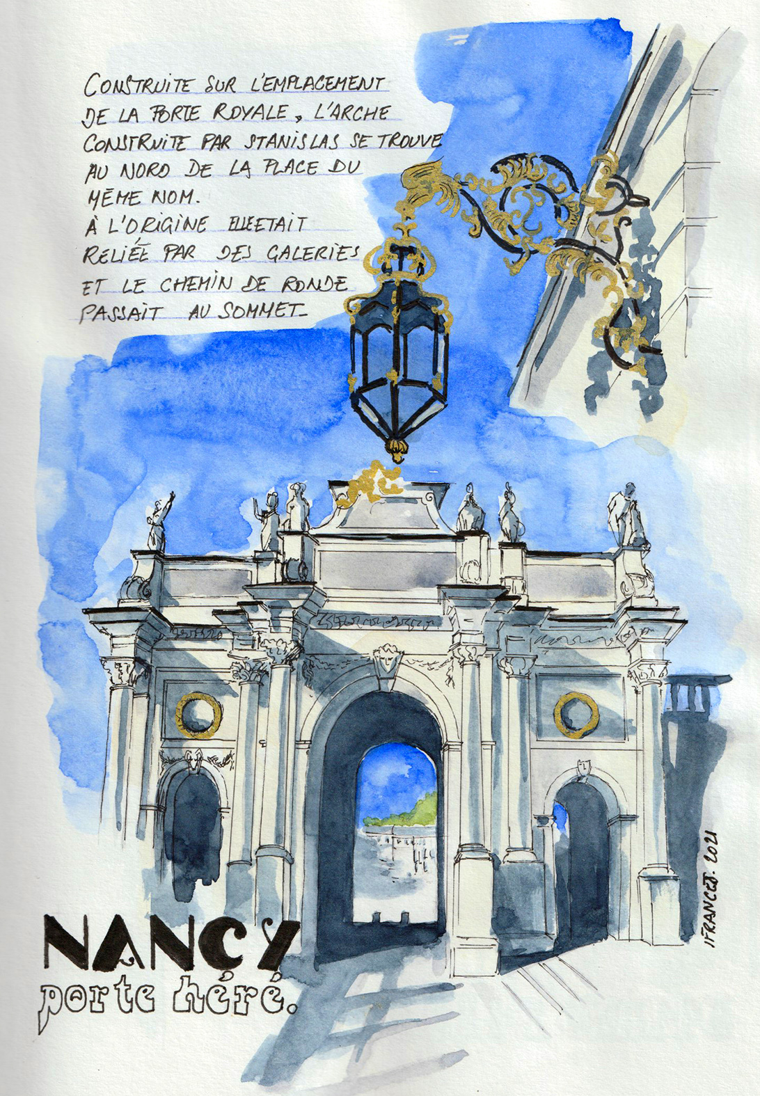 Nancy- porte Héré L'arc Heré à Nancy, arc de triomphe qui a remplacé l'ancienne porte royale -©IF 2021