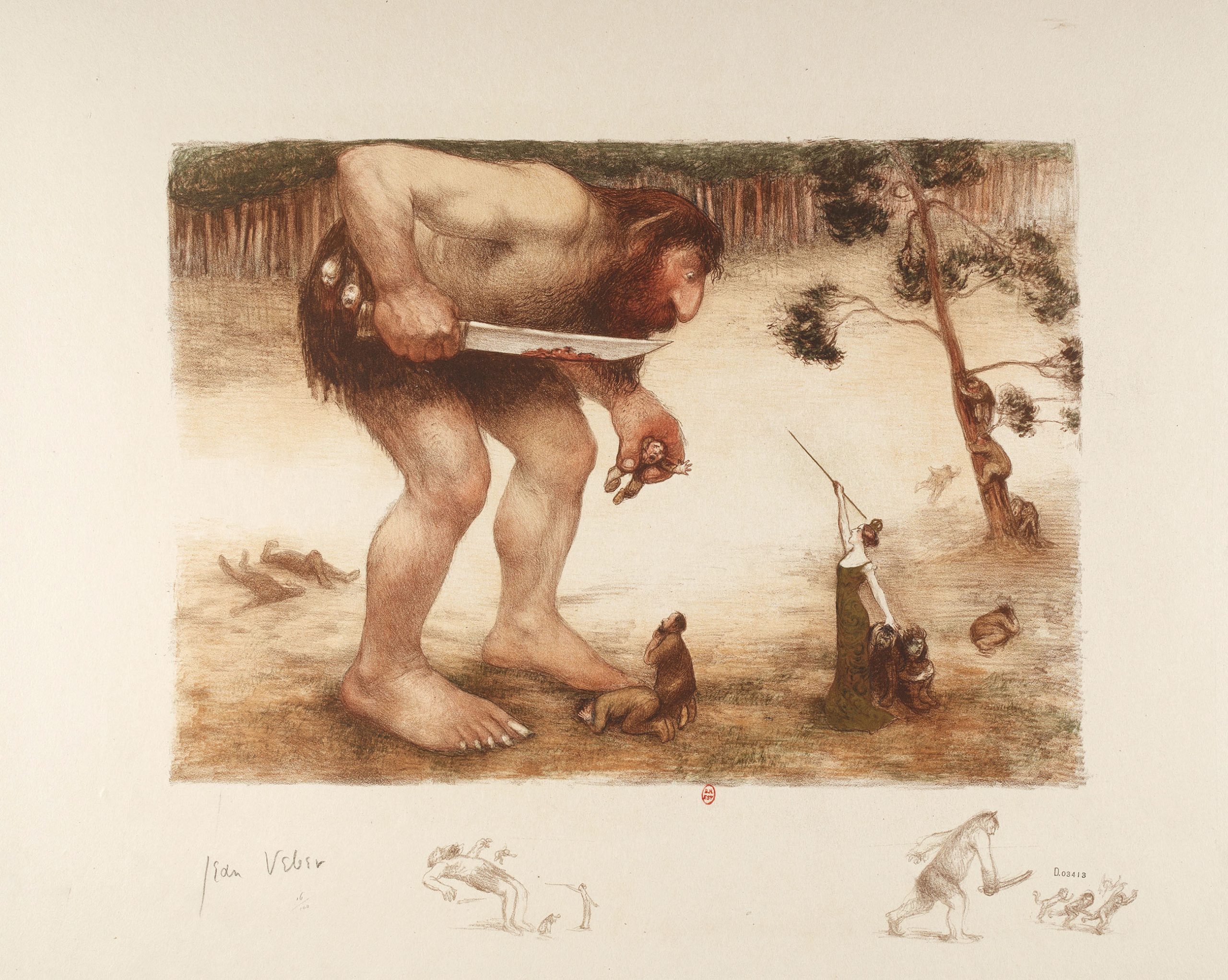 Le Géant ou L'Ogre et la fée, estampe de Jean Veber 1905 -©Gallica