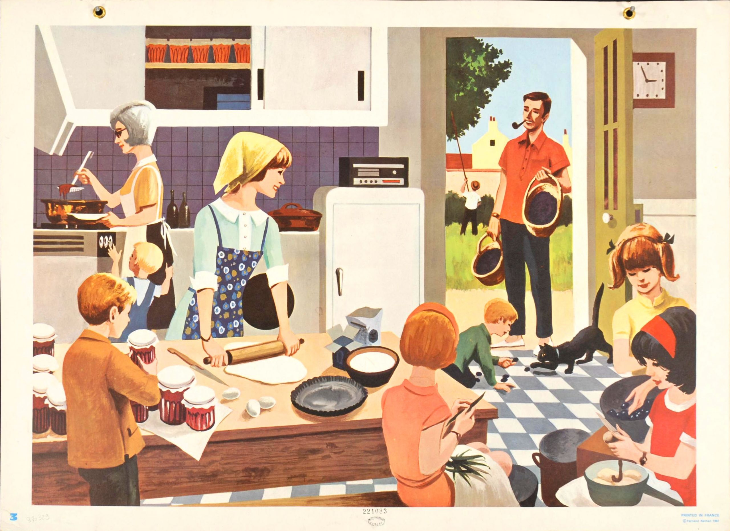 La cuisine, le gouter à la maison, affiche pédagogique Fernand Nathan 1967 - ©Bibliothèque Forney